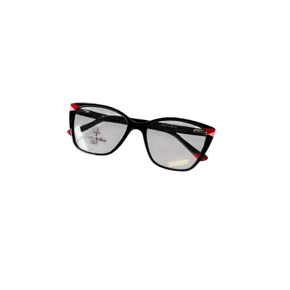 Carlo Bellini Eyeglass Frames Women 54mm Black Red Cat Eye Italy 7901 C1